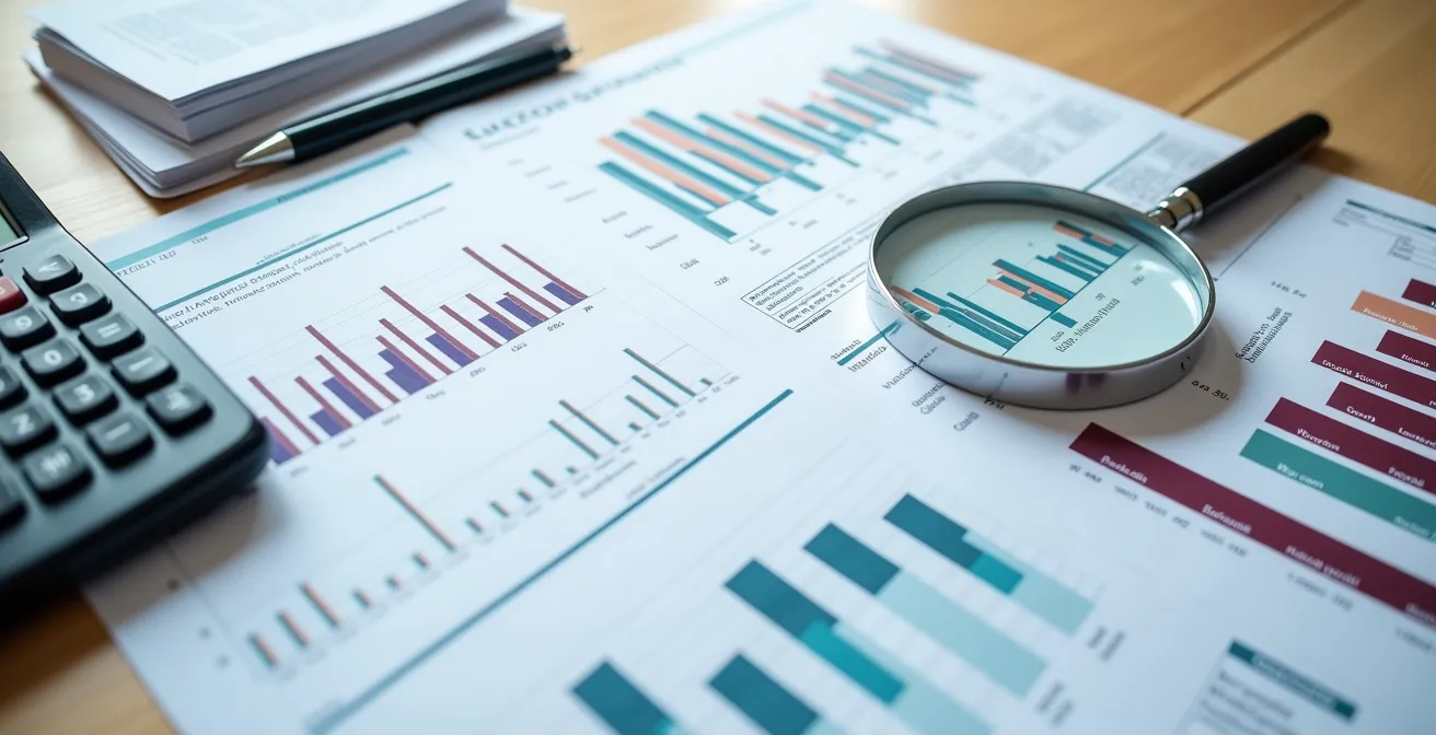 Documents et calculatrice pour le calcul de la valeur de contenu régional sur un bureau, symbolisant la préparation à un audit douanier