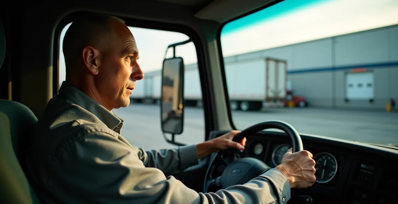 Vue aérienne d'une cour de camions avec espaces de manœuvre pour remorques de 53 pieds