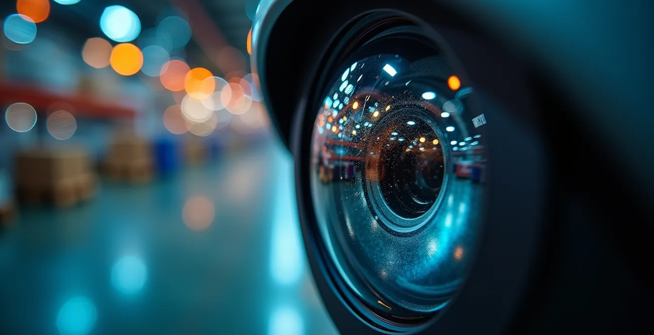 Système de vision par ordinateur analysant des palettes en mouvement dans un entrepôt moderne